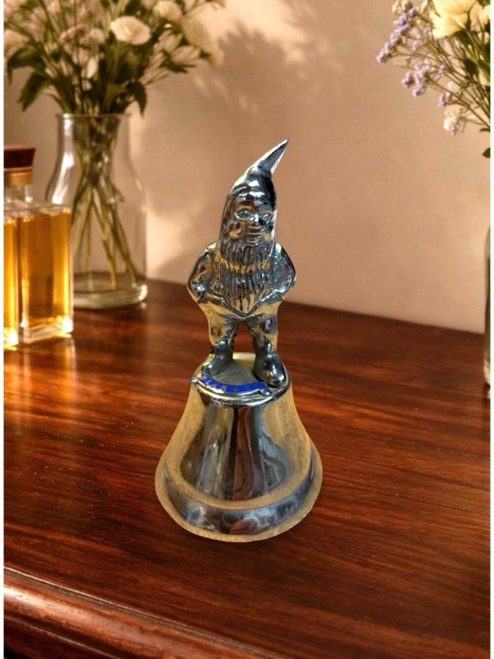 Vintage Silver Gnome Figurine Bell With "Blarney" Accent - Collectible Decorativ